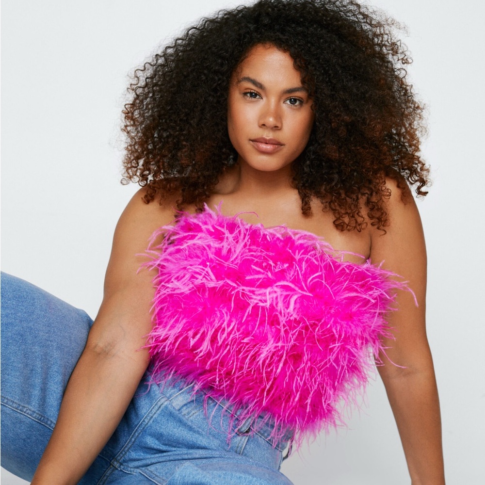 Vibrant Pink Feather Tube Top